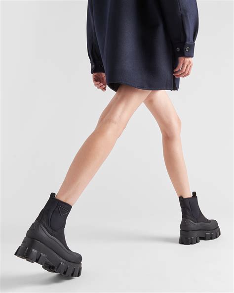 prada short monolith boots|prada monolith gabardine boots.